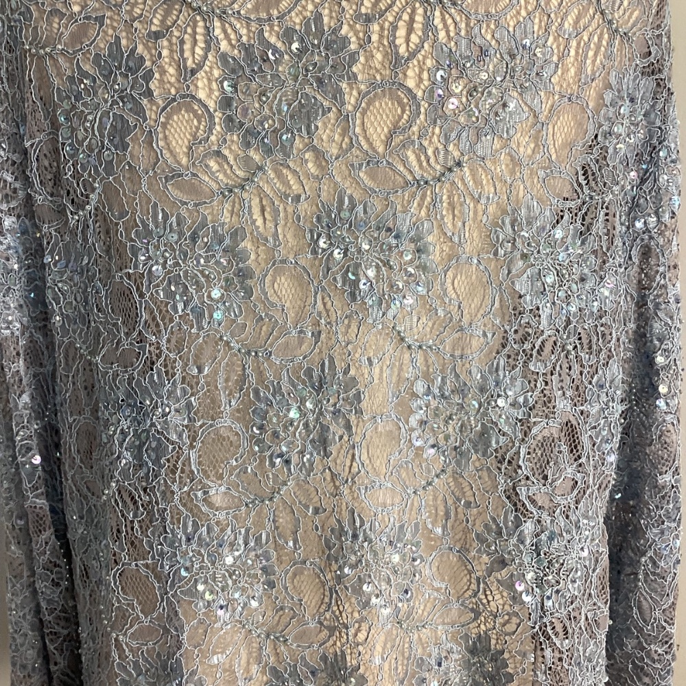 VTG 80-S KAREN MILLER  PLUS 20W SPECIAL EVENT BLUE LACE CARDIGAN BEADS S… - Picture 6 of 13
